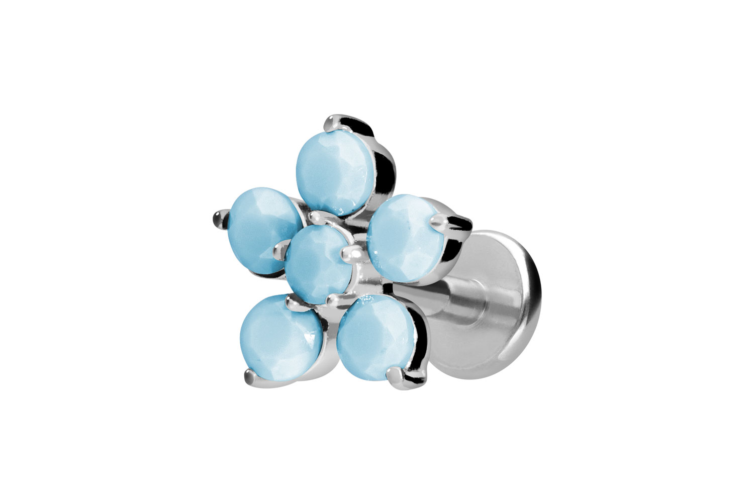 Titan Labret Piercing mit Innengewinde BLUME + SYNTHETISCHE TÜRKISE